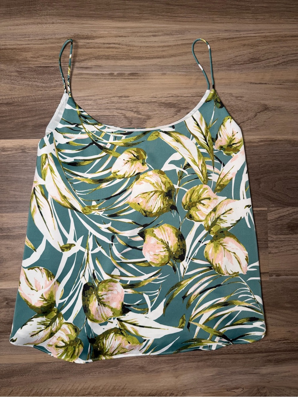 Bar III Teal Floral Print Spaghetti Strap Cami